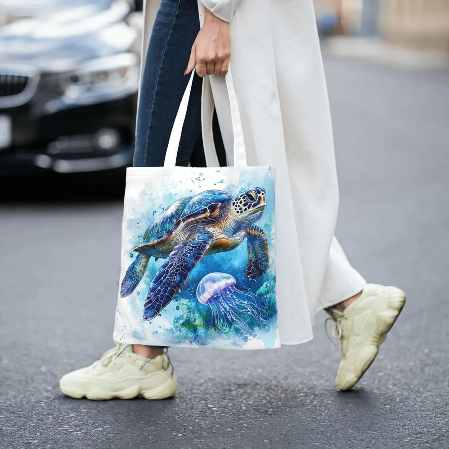 Sea Turtles Tote Bag Reusable Shoulder Tote Bag For Women Lady Vacation, Shopping, Work