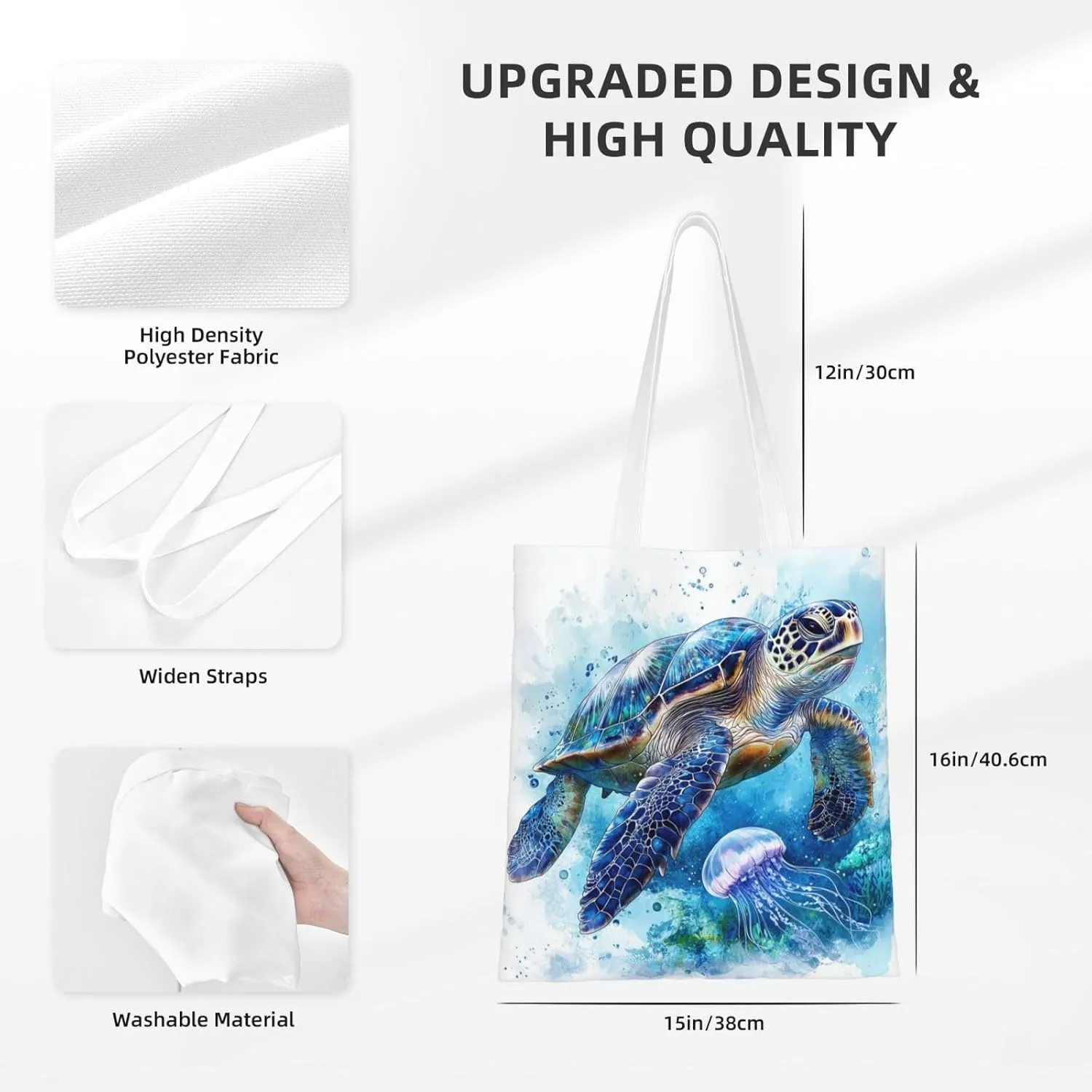 Sea Turtles Tote Bag Reusable Shoulder Tote Bag For Women Lady Vacation, Shopping, Work