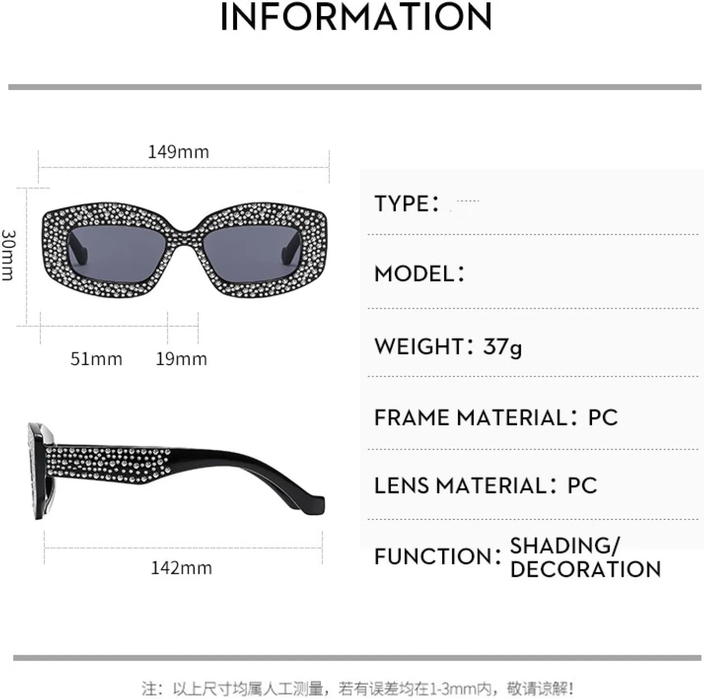 Senior Luxury Trend Sequin Decoration Sunglasses Women Men Fashion Outdoors Street Photography Sunglasses Uv400