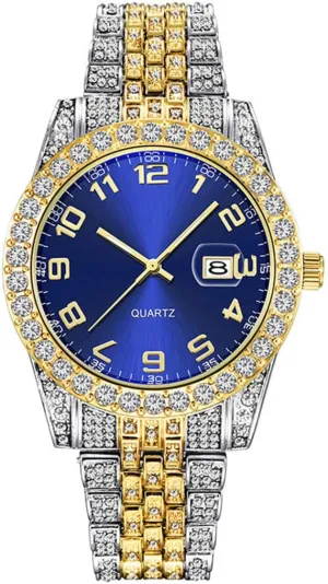 SENRUD Unisex Crystal Watch Mens Or Womens Diamond Watches Luxury Stainless Steel Iced-Out Bracele Watch