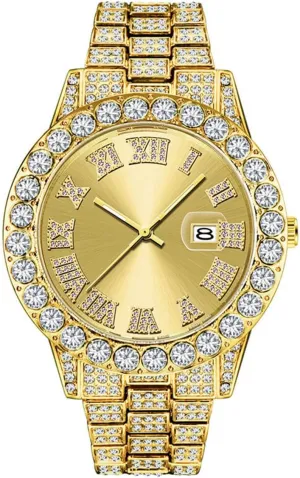 SENRUD Unisex Watch Fashion Crystal Diamond Watch Mens Womens Quartz Analog Watch Stainless Steel Big Face Wrist Watch