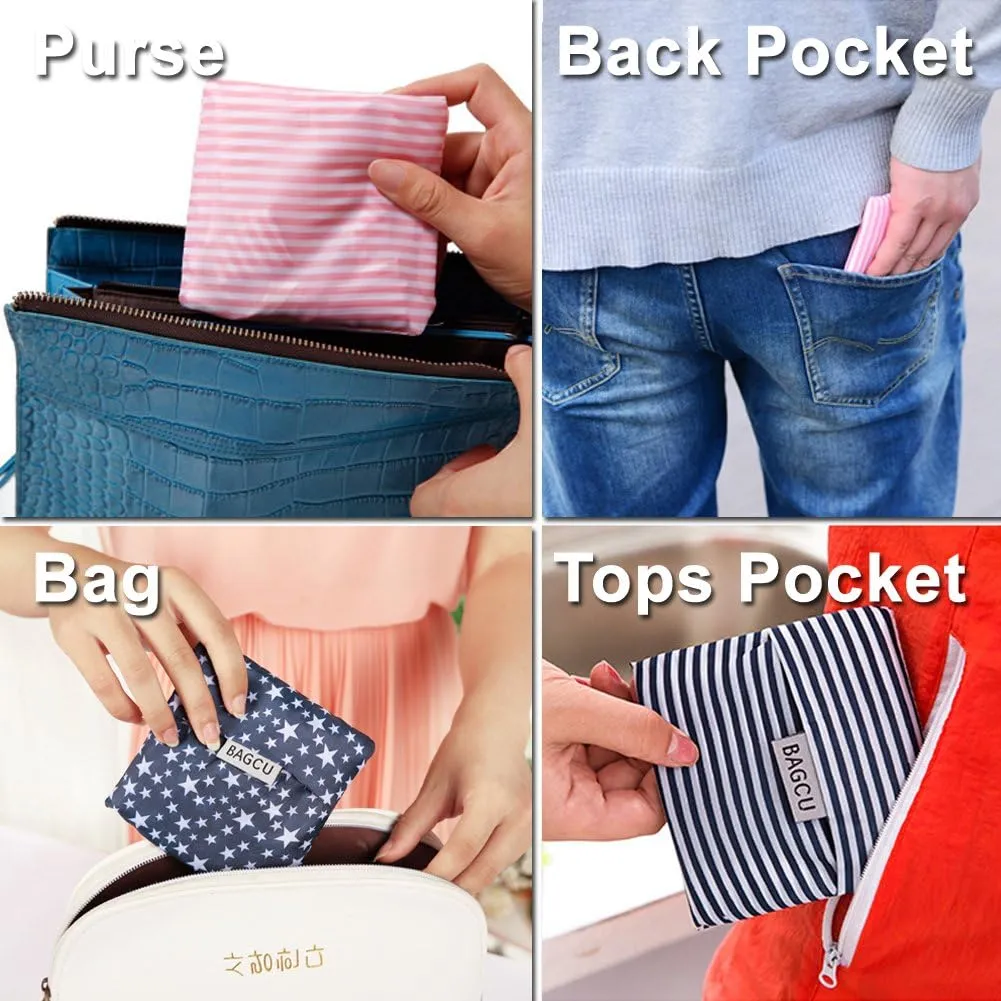 Set of 5 Reusable Grocery Shopping Bag, Foldable Shopping Tote