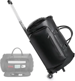 Seyfocnia Rolling Duffle Bag with Wheels - Overnight Suitcase - Black