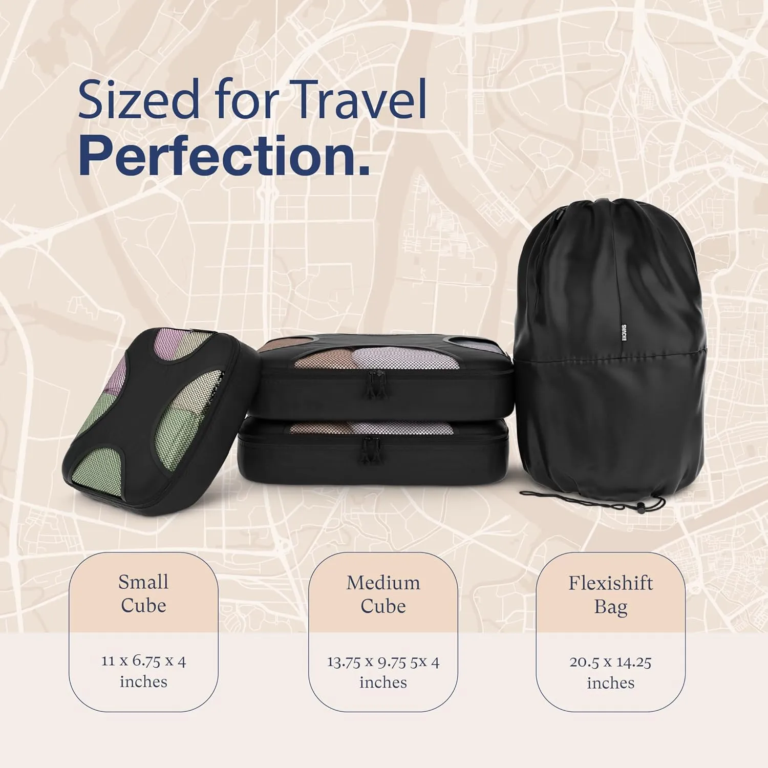 Shacke 6 Set Packing Cubes for Travel Lightweight Luggage Organizer