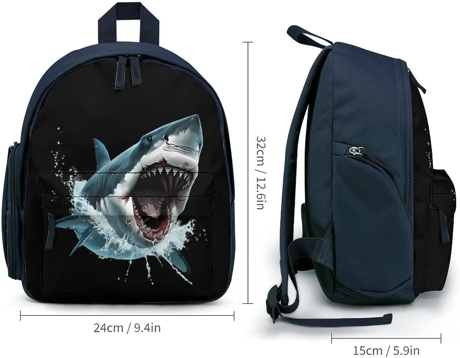 Shark Bite Funny Travel Backpack Lightweight Shoulder Bag Casual Daypack for Daily Business for Women Men