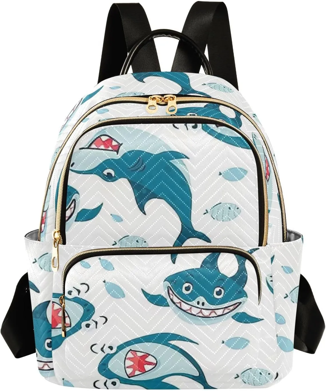 Shark Mini Backpack Purse for Women Cute Backpack Light Weight Fashion Daypack for Work Travel Daily Backpack with Leather Carrying Handle (Medium Pattren 1)