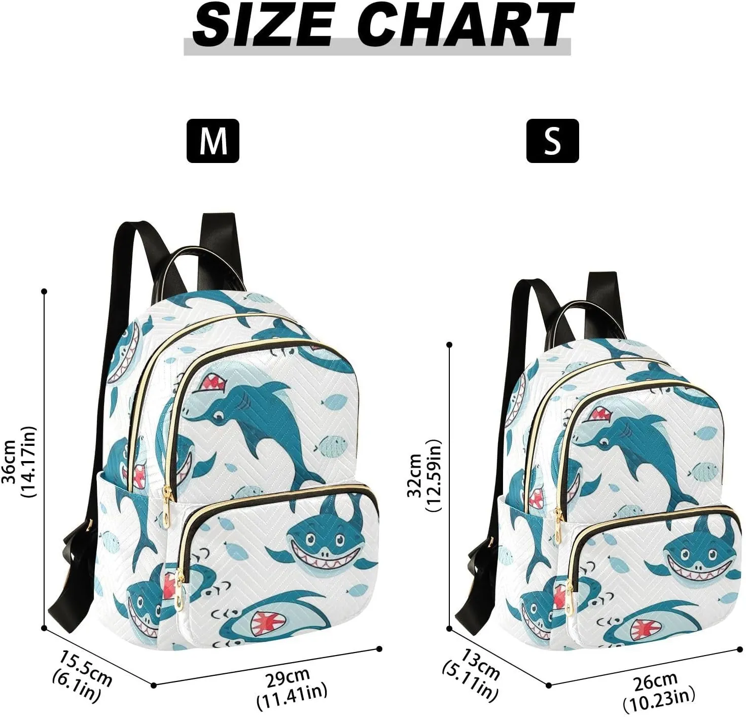 Shark Mini Backpack Purse for Women Cute Backpack Light Weight Fashion Daypack for Work Travel Daily Backpack with Leather Carrying Handle (Medium Pattren 1)