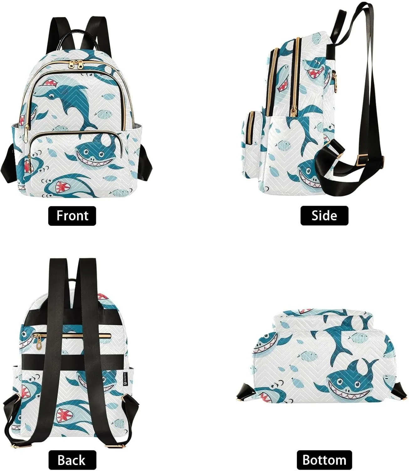 Shark Mini Backpack Purse for Women Cute Backpack Light Weight Fashion Daypack for Work Travel Daily Backpack with Leather Carrying Handle (Medium Pattren 1)