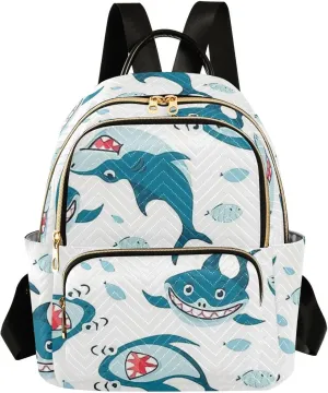 Shark Mini Backpack Purse for Women Cute Backpack Light Weight Fashion Daypack for Work Travel Daily Backpack with Leather Carrying Handle (Medium Pattren 1)