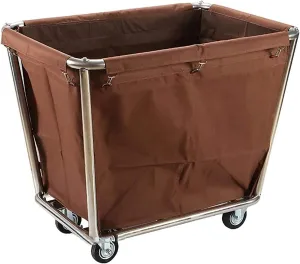 Shelf Movable Trolleys Laundry Sorter Basket Wheeled Trolley Cart with Durable Detachable Fabric Bags 4Ers, for Hotel Laundry Room Bathroom/Brown