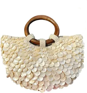 Shell Beaded Beach Purse for Women Luxury Handmade Top Handle Bag Beach Evening Handbag for Summer Vacation