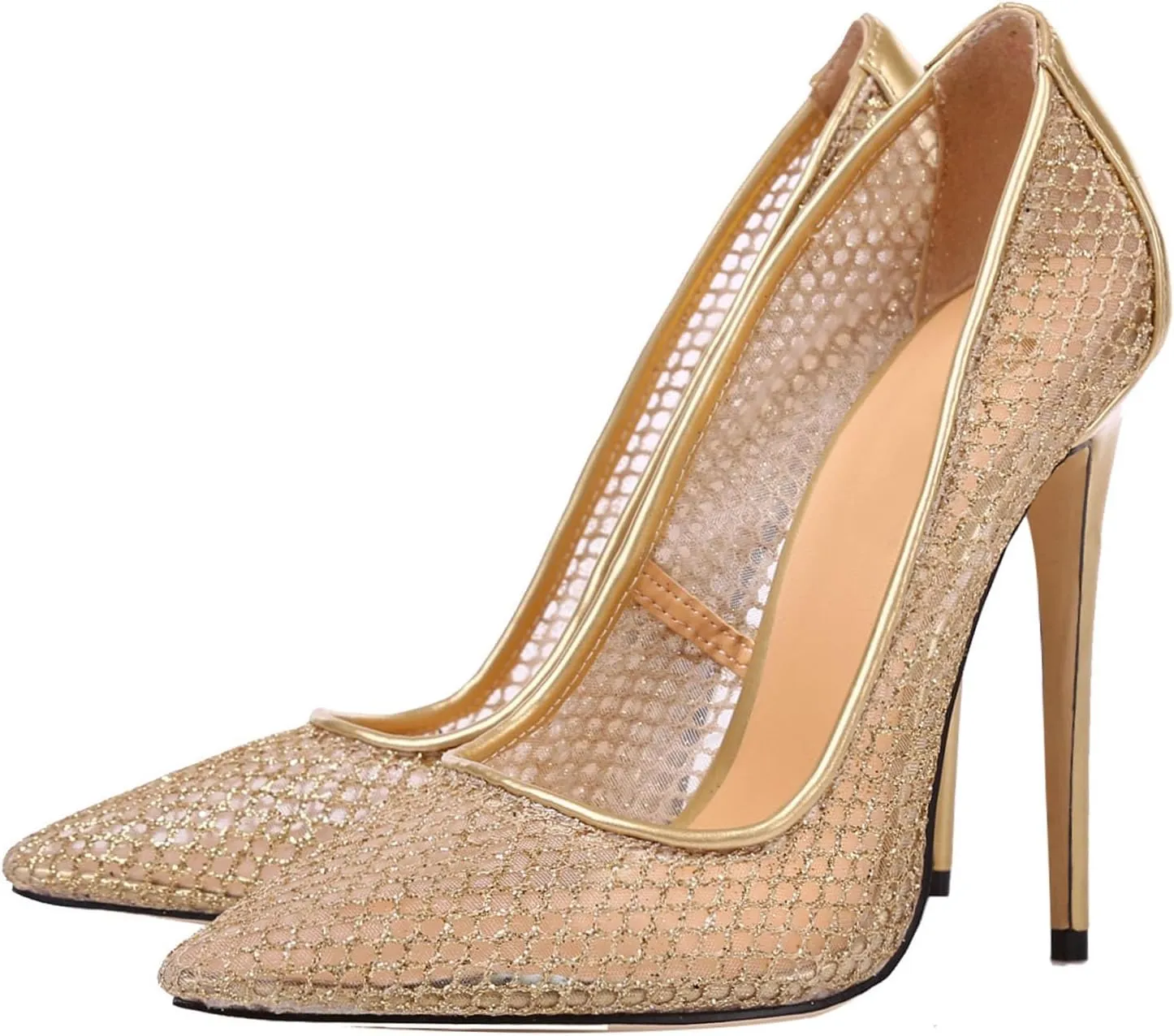 SHEMEE Sexy Pointy Toe Mesh Cutout Bridal Shoes Stiletto High Heels Wedding Pumps Elegant Court Party Dress Shoe
