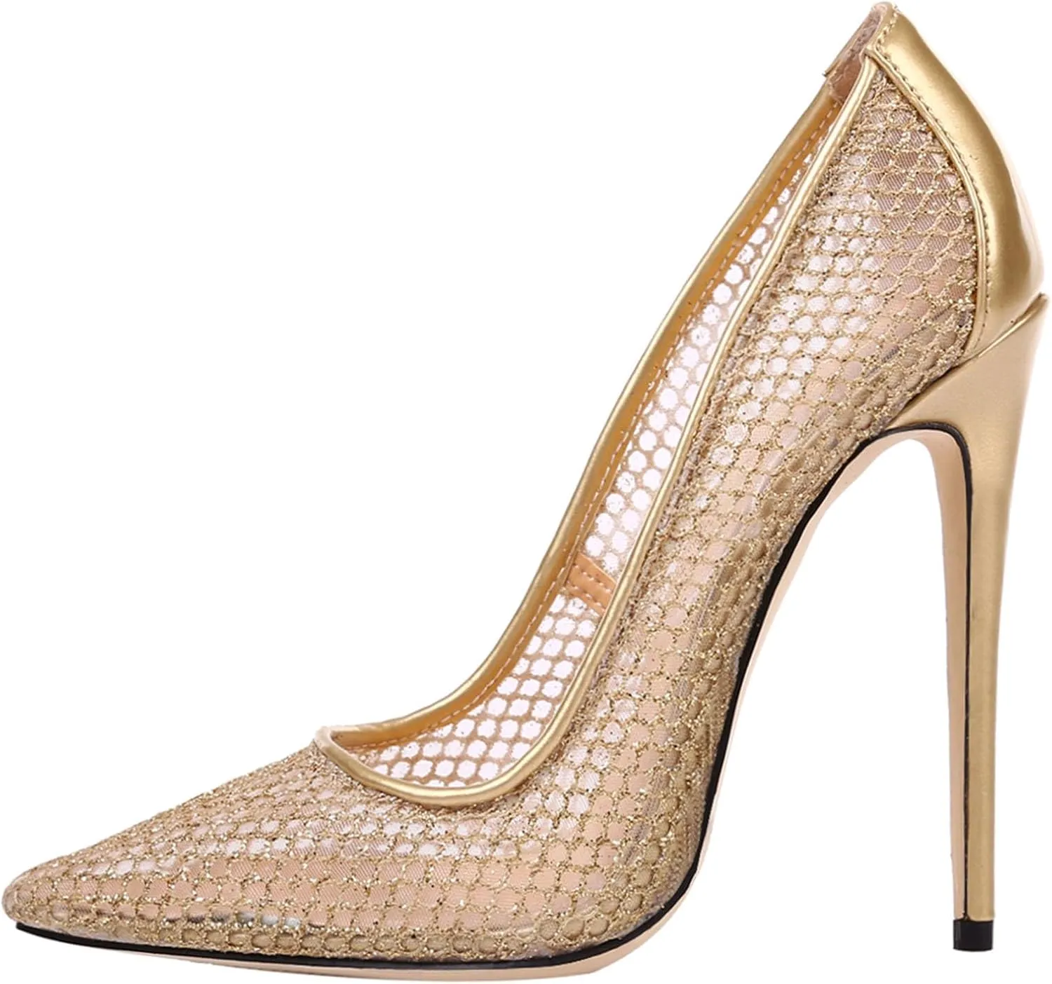 SHEMEE Sexy Pointy Toe Mesh Cutout Bridal Shoes Stiletto High Heels Wedding Pumps Elegant Court Party Dress Shoe