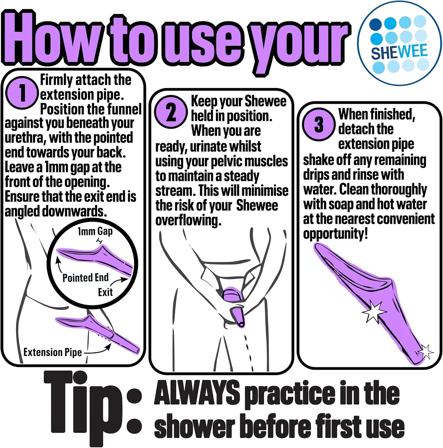 SHEWEE Extreme Female Urinal – UK Made Reusable Pee Funnel, Travel Essential Camping Accessories Festival Essential, Stand to Pee Female Urination Device