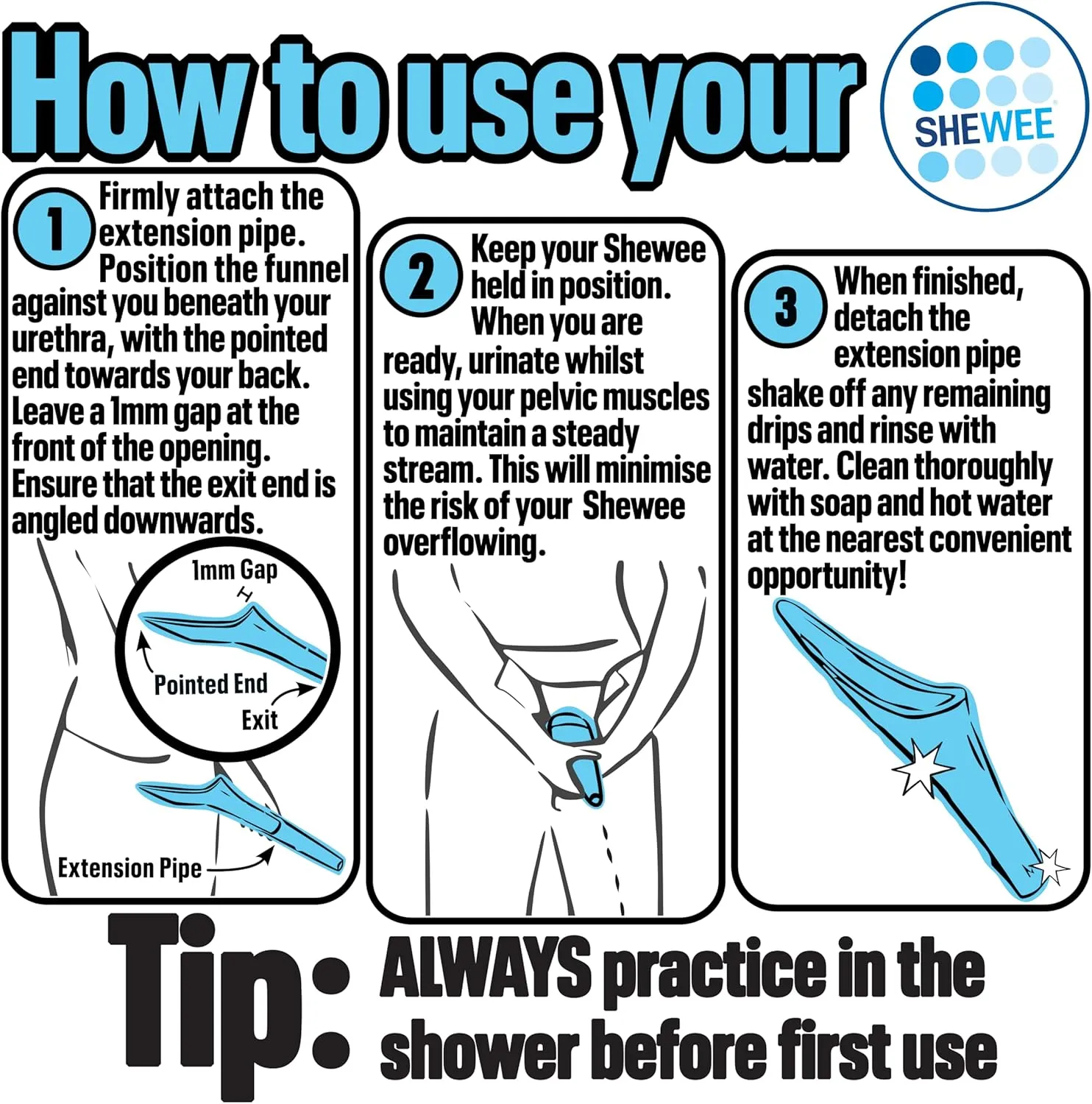 SHEWEE Extreme Female Urinal – UK Made Reusable Pee Funnel, Travel Essential Camping Accessories Festival Essential, Stand to Pee Female Urination Device