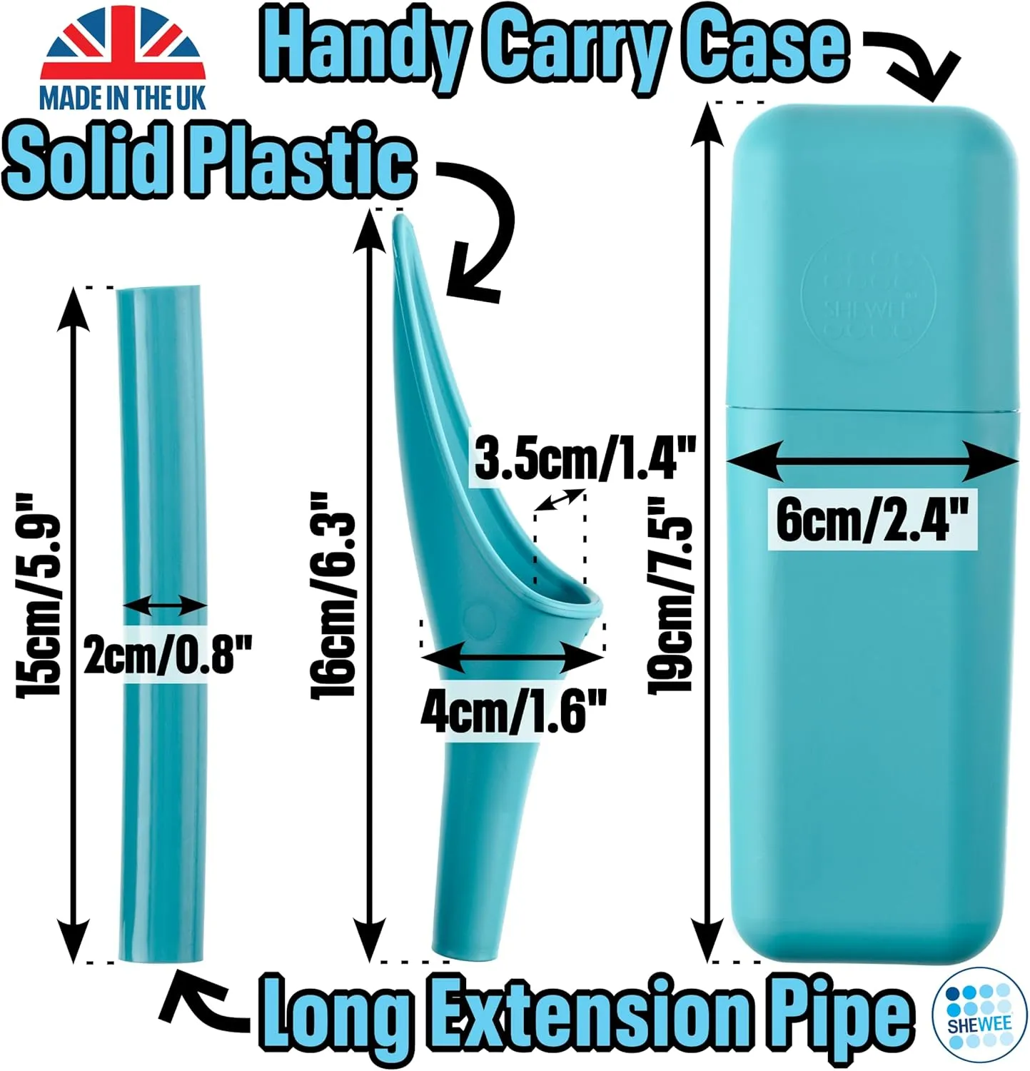 SHEWEE Extreme Female Urinal – UK Made Reusable Pee Funnel, Travel Essential Camping Accessories Festival Essential, Stand to Pee Female Urination Device