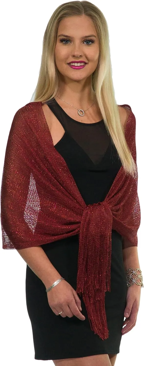 ShineGlitz Shawls and Wraps for Evening Dresses, Metallic Glitter Shawls for Women, Sparkling Wedding Giving Shawl Gift