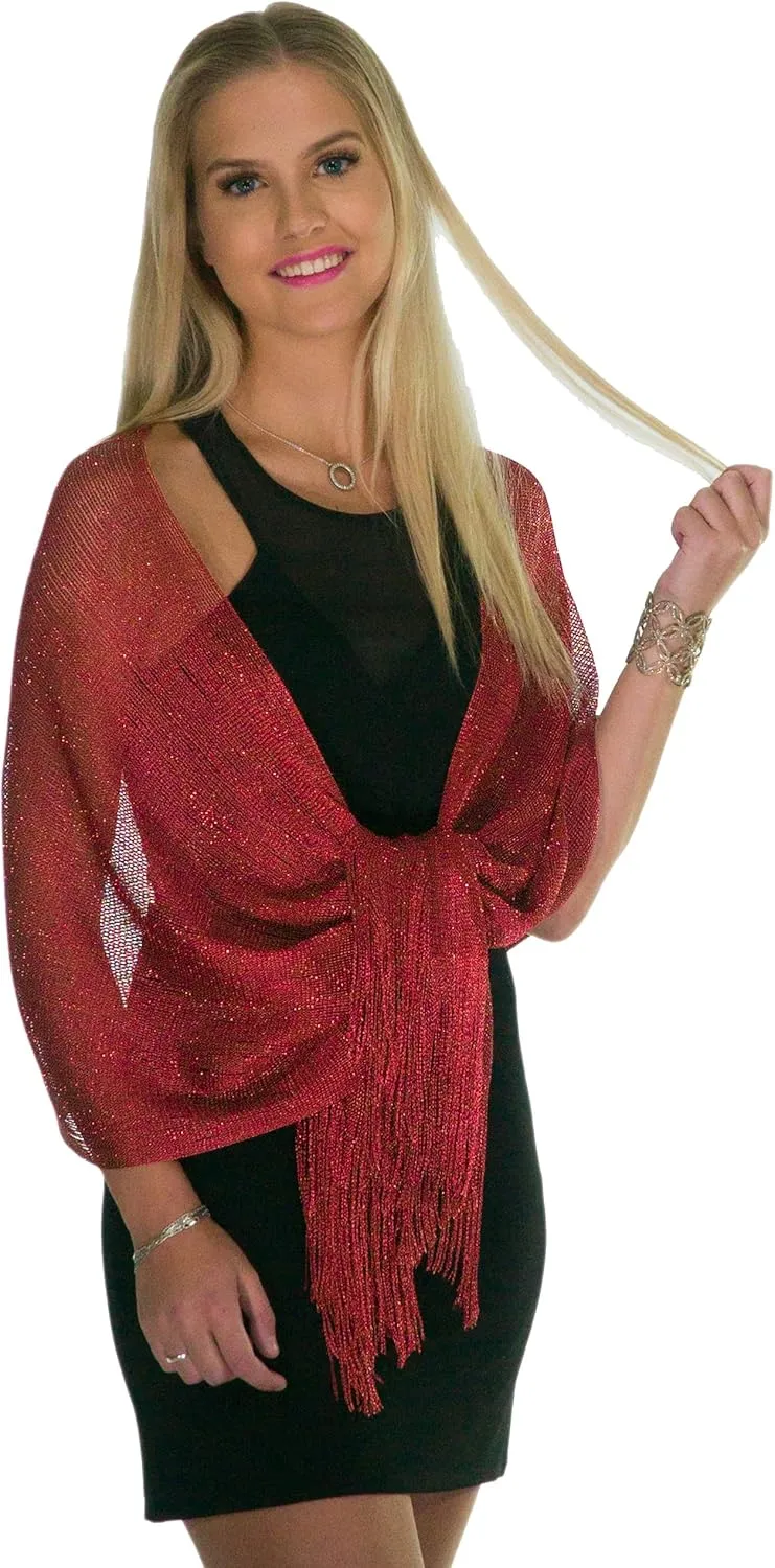 ShineGlitz Shawls and Wraps for Evening Dresses, Metallic Glitter Shawls for Women, Sparkling Wedding Giving Shawl Gift