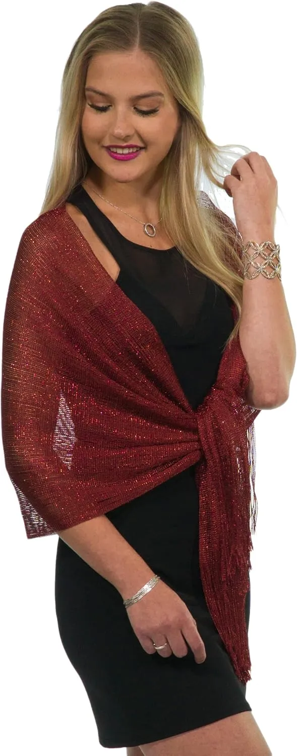 ShineGlitz Shawls and Wraps for Evening Dresses, Metallic Glitter Shawls for Women, Sparkling Wedding Giving Shawl Gift