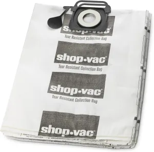 Shop-Vac 9021433 Tear-Resistant Dry Collection Vacuum Bags, Fits 12-20 Gallon Tanks, Efficient Debris and Dust Collection, (2-Pack)