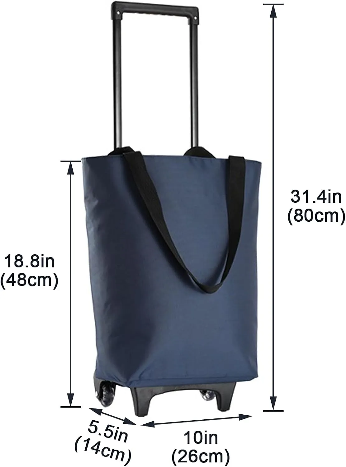 Shopping Carts for Groceries, Grocery Carts, Tote Bag on Wheels, Collapsible Shopping Cart Bags, Reusable Grocery Bags (Color : Deep blue)