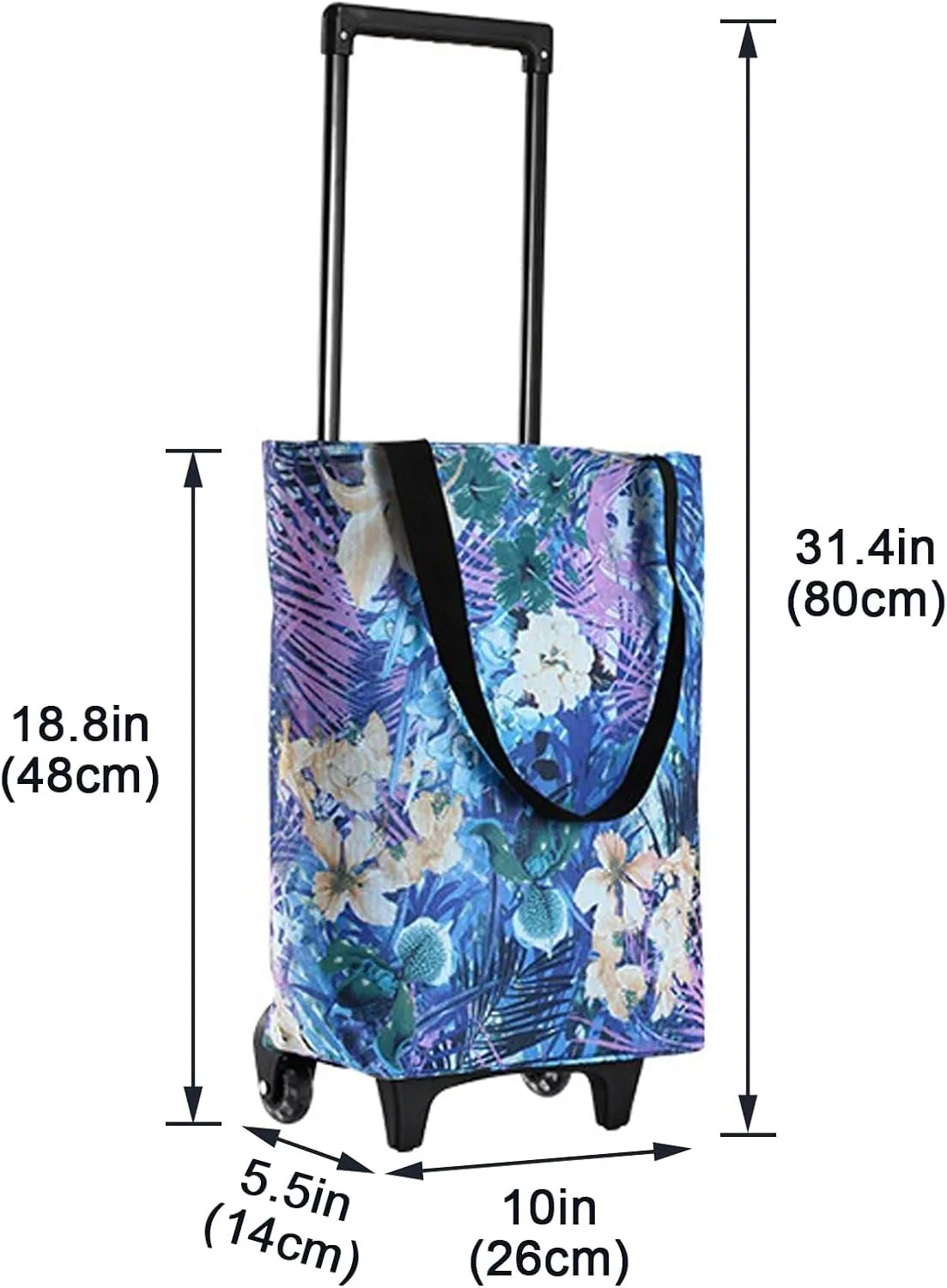 Shopping Carts for Groceries, Grocery Carts, Tote Bag on Wheels, Collapsible Shopping Cart Bags, Reusable Grocery Bags (Color : Thousand purple leaves)