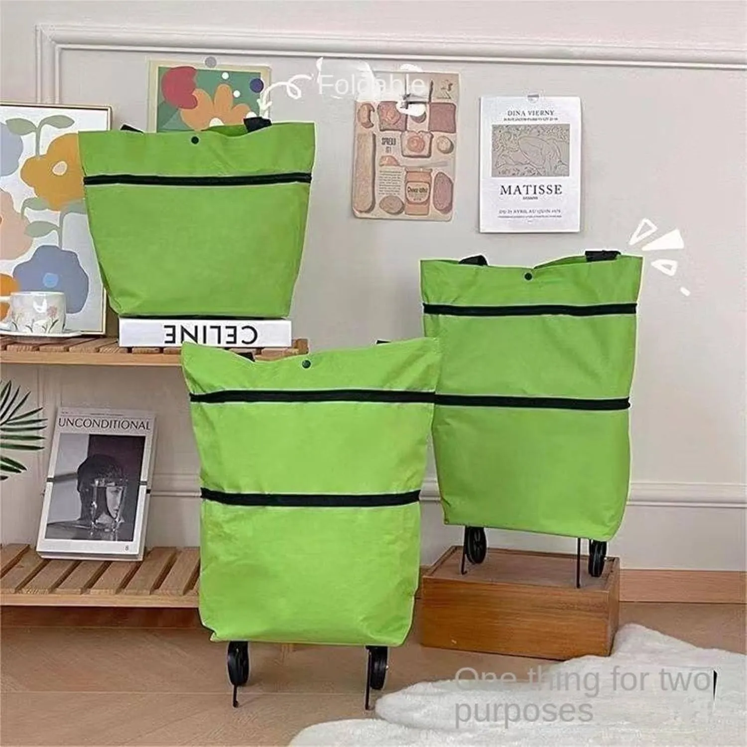 Shopping Luggage Trolley high-Profile Figure Hand Buggy Folding Portable Wheel Handbag Waterproof Supermarket Shopping Trolley