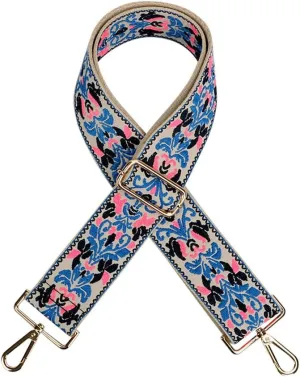Shoulder Bag Strap Purse Straps Replacement Crossbody Shoulder Sling Bag Extender Chain Morning Glory Gold Clasp Blue