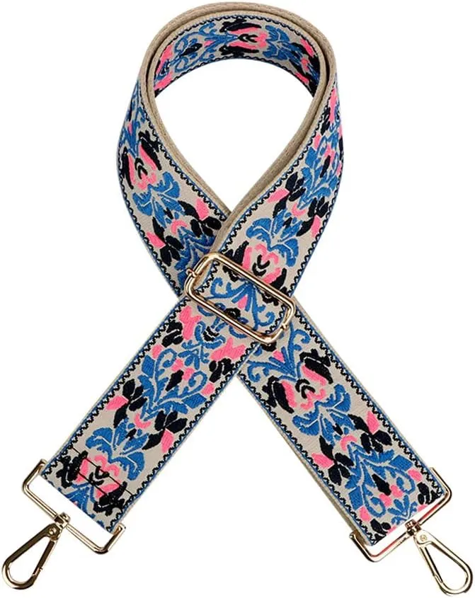 Shoulder Bag Strap Purse Straps Replacement Crossbody Shoulder Sling Bag Extender Chain Morning Glory Gold Clasp Blue