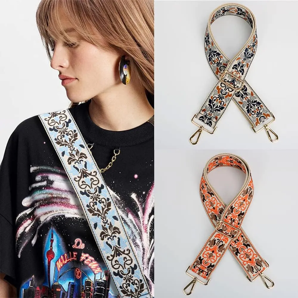 Shoulder Bag Strap Purse Straps Replacement Crossbody Shoulder Sling Bag Extender Chain Morning Glory Gold Clasp Blue