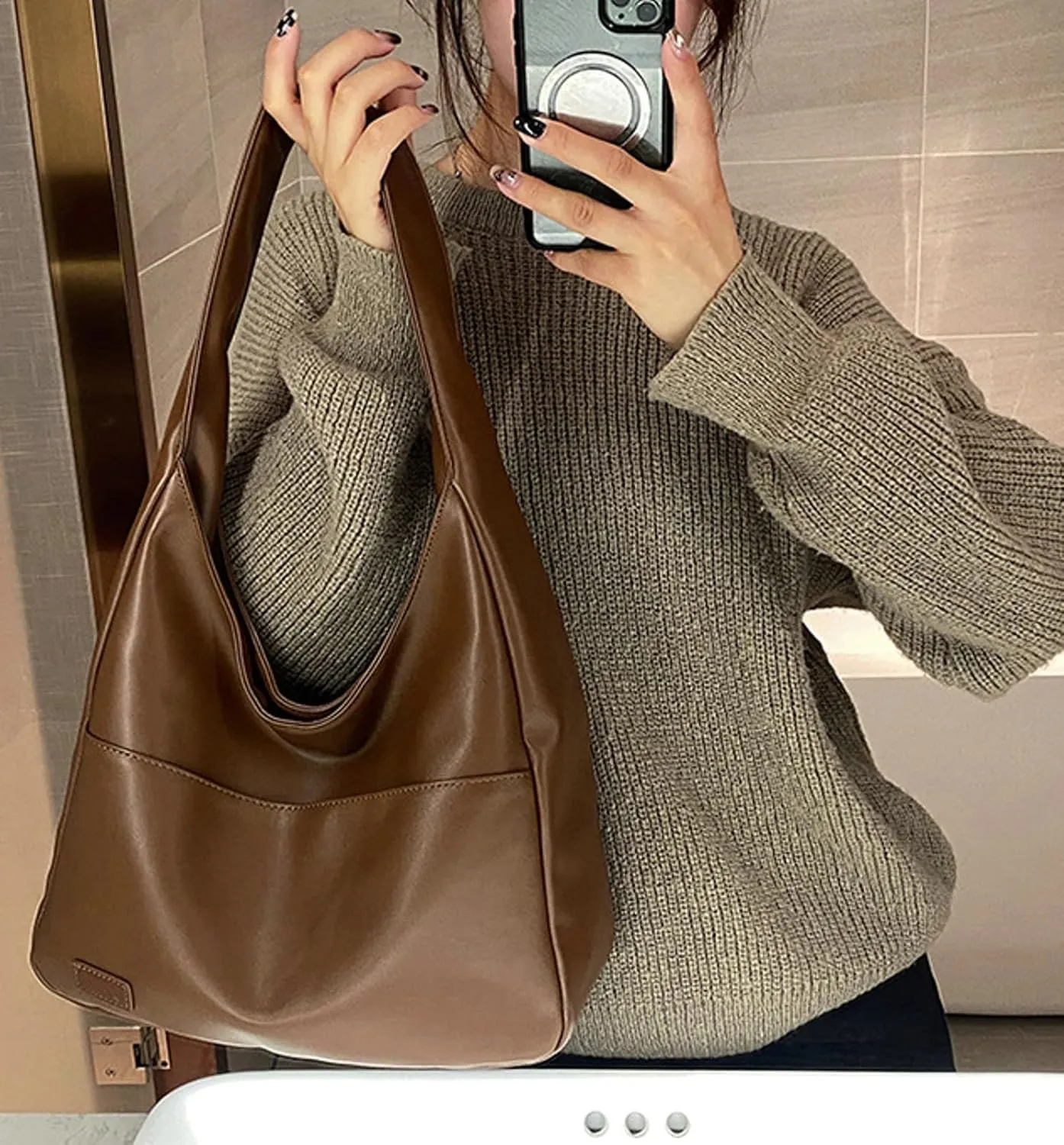 Shoulder Bag Women Tote Bag PU Leather Chic Fashionable Large Magnetic Closure 2024 Bag Casual Commuting Handbag
