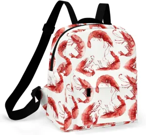 Shrimp Pattern Sea Food Backpack Shoulders Bag Sports Backpack for Party Business Travel