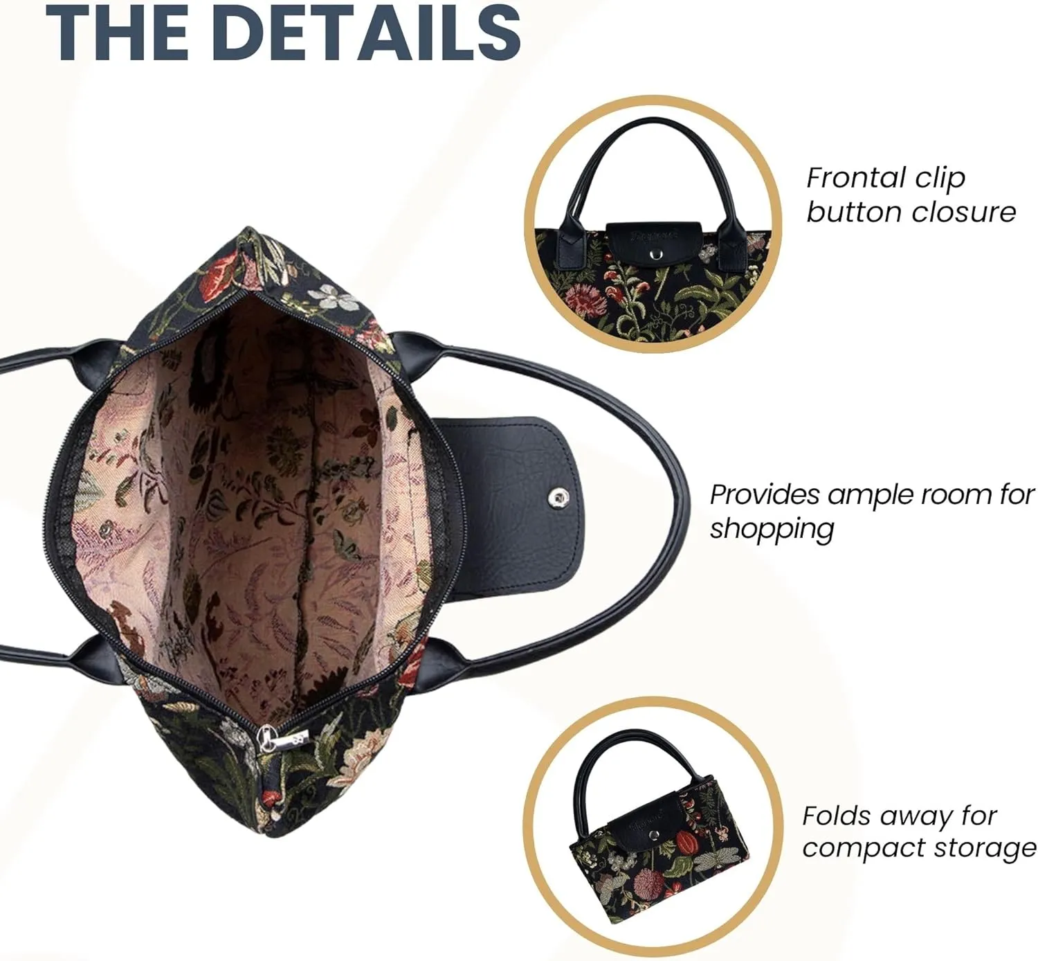 Signare Tapestry Foldable Tote Bag Reusable Shopping Bag Grocery Bag