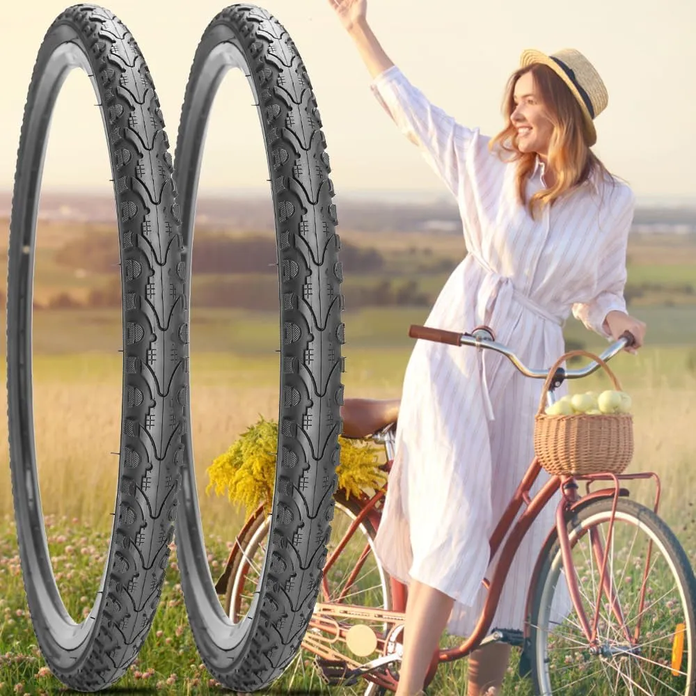 SIMEIQI Pair of 26"x1.75" Bike Tires with or Without Inner Tubes of 26“x1.75”/2.125“ Replacement Tire for Hybrid City Road Commuter Bicycles Urban