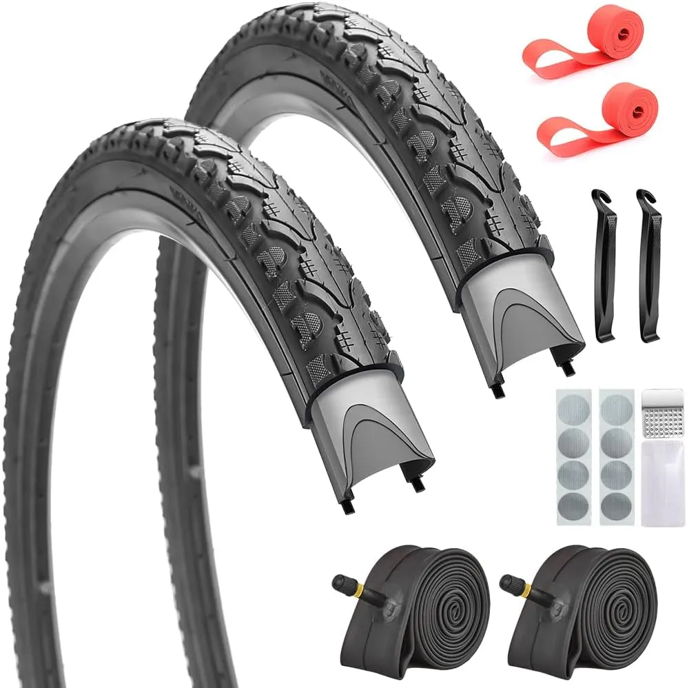 SIMEIQI Pair of 26"x1.75" Bike Tires with or Without Inner Tubes of 26“x1.75”/2.125“ Replacement Tire for Hybrid City Road Commuter Bicycles Urban