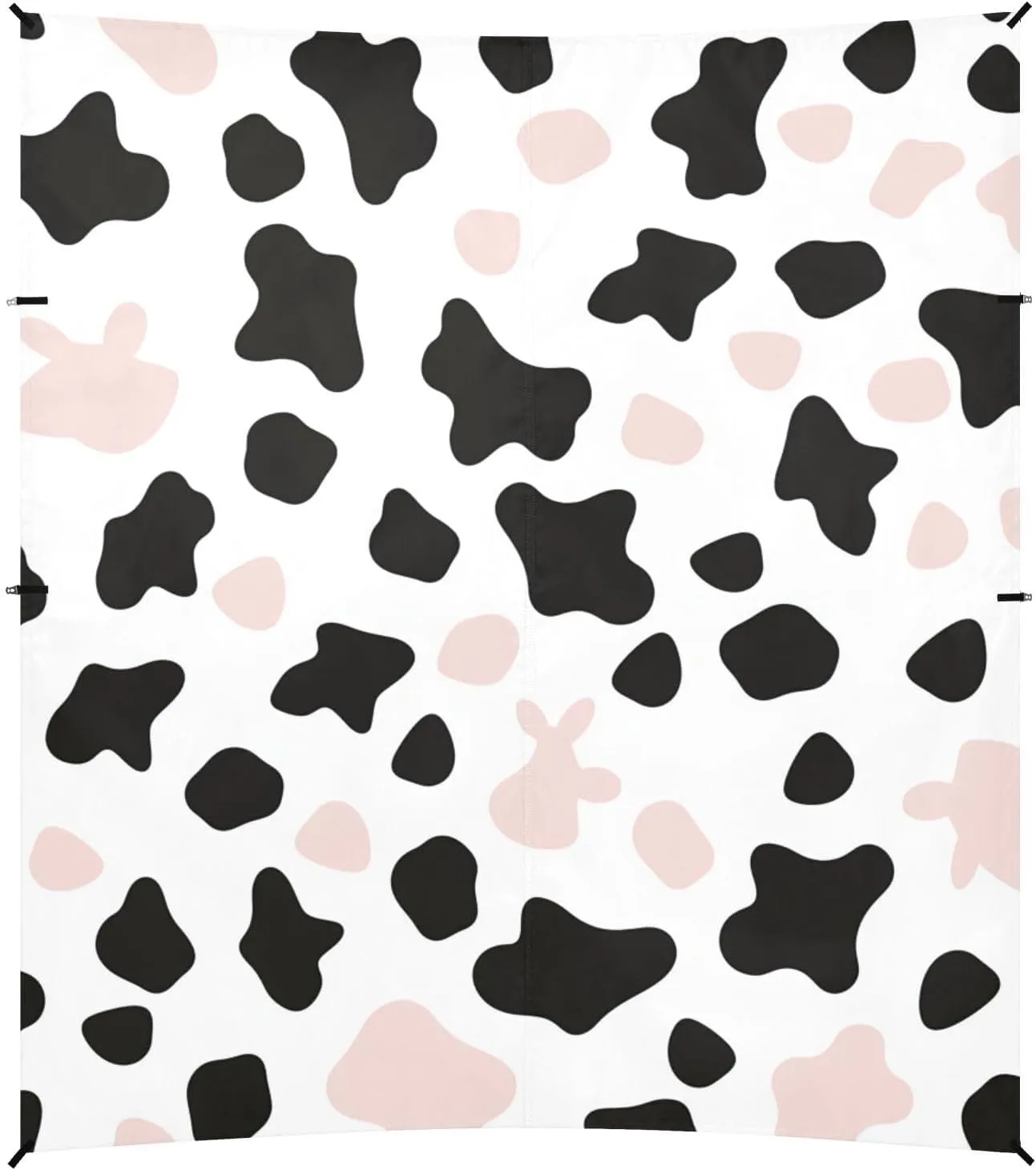 Simple Cow Print Pattern Vector Art Style White Background Pink and White Beach Tent UPF50  Protection Lightweight Sun Shelter with Sand Shovel for Camping Trips, Fishing, Backyard Fun or