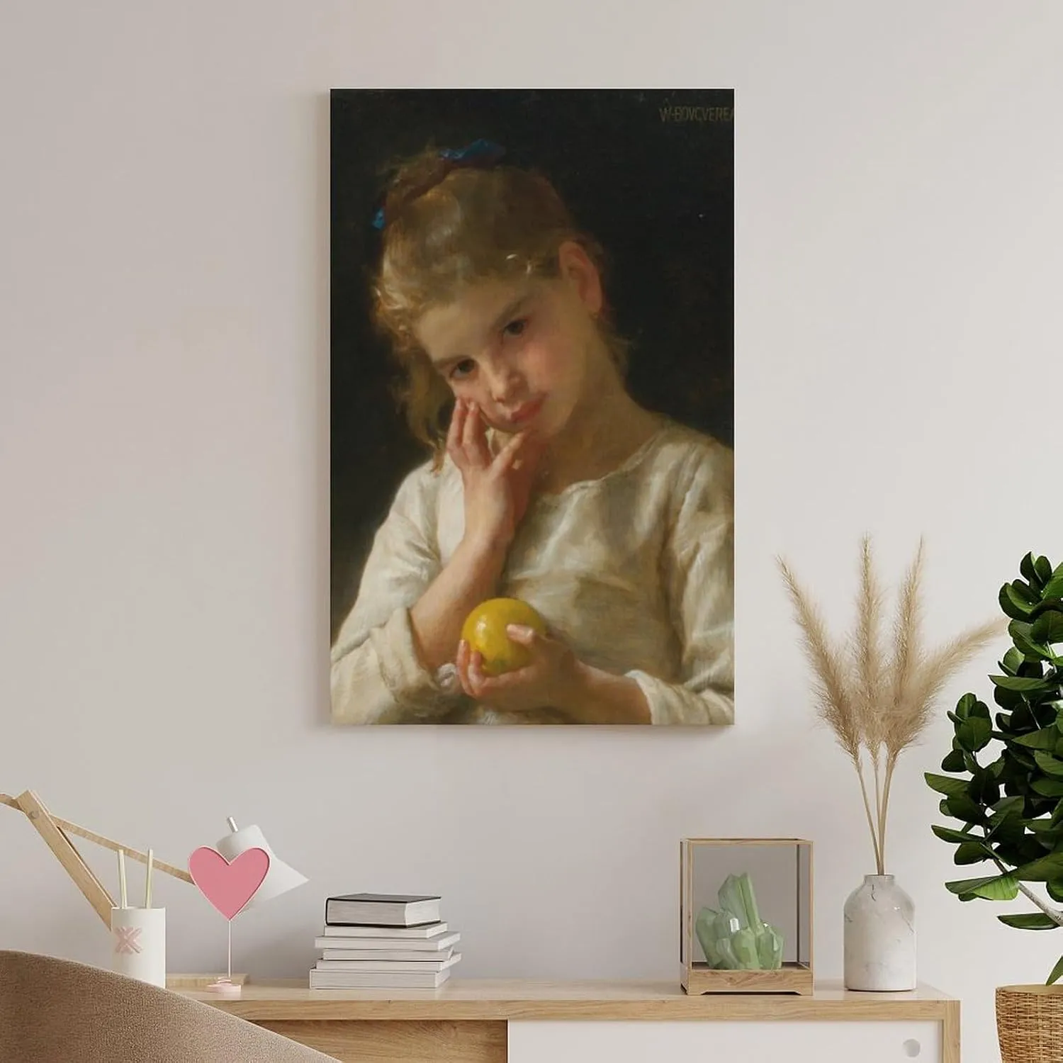 Single Hanging PictureLe Citron (1899) By William-Adolphe Bouguereau Retro Wall Art Decor For Living Room Bedroom Unframe-style 08x12inch(20x30cm)