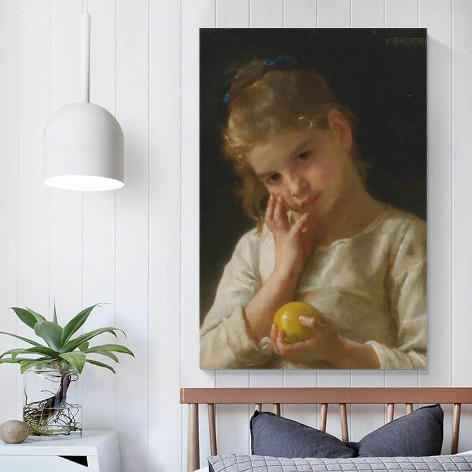 Single Hanging PictureLe Citron (1899) By William-Adolphe Bouguereau Retro Wall Art Decor For Living Room Bedroom Unframe-style 08x12inch(20x30cm)