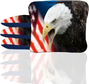 Skip's Garage American Flag Bald Eagle Cornhole Bags - Duck Cloth - Choose Corn Filled or All-Weather Resin Corn Hole Bags