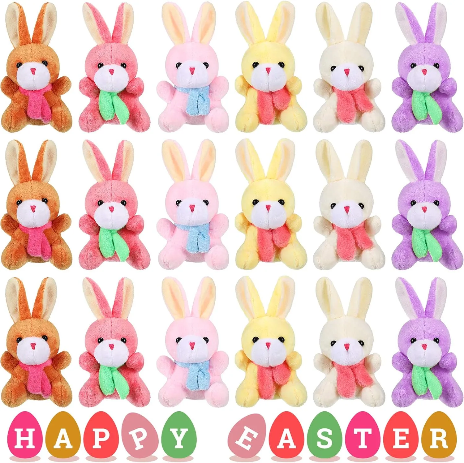 Skylety 12 Pieces Easter Bunny Stuffed Animals Plush Toys 4 Inch Rabbit Plush Stuffed Bunny Toys Soft Tiny Rabbit Doll Plush Hanging Pendant Ornament for DIY Keychain Easter Decorations Party Favors