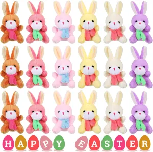 Skylety 12 Pieces Easter Bunny Stuffed Animals Plush Toys 4 Inch Rabbit Plush Stuffed Bunny Toys Soft Tiny Rabbit Doll Plush Hanging Pendant Ornament for DIY Keychain Easter Decorations Party Favors