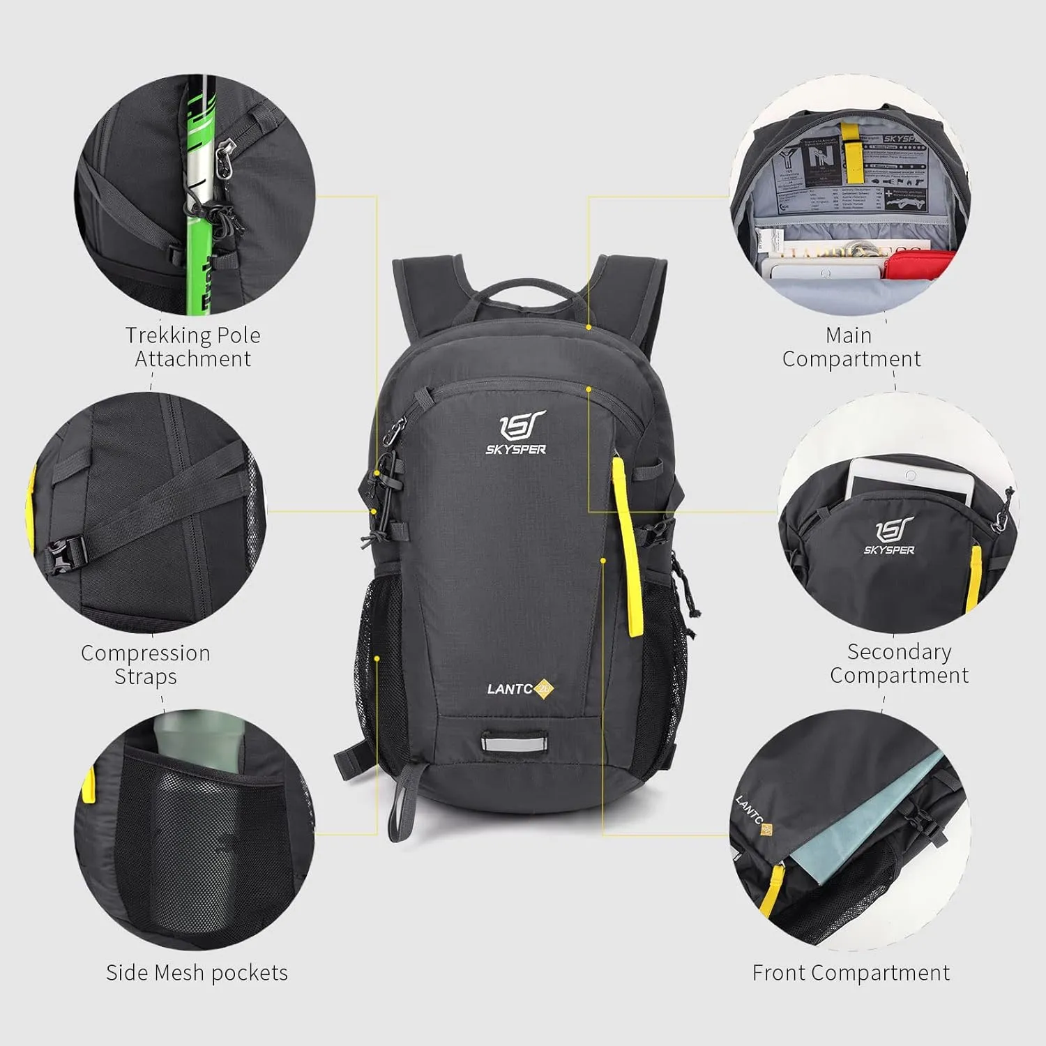SKYSPER Small Hiking Backpack, 20L Lightweight Travel Backpacks Hiking Daypack for Women Men