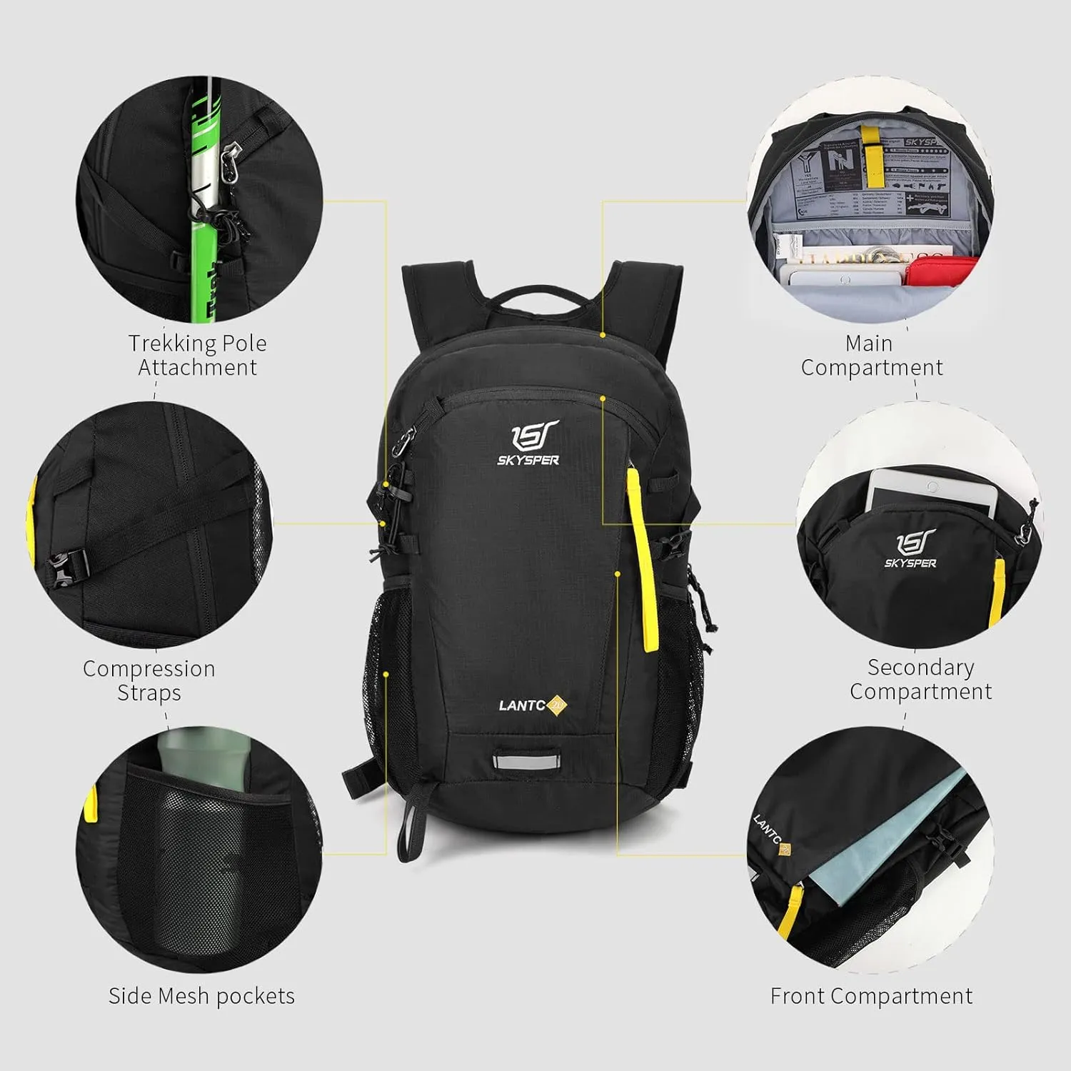 SKYSPER Small Hiking Backpack, 20L Lightweight Travel Backpacks Hiking Daypack for Women Men
