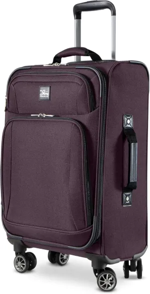 Skyway Epic Softside Carry-On Luggage - Lightweight Suitcase with Wheels for Travel | TSA Approved Carry-On Bag | Spinner Suitcase | Carry-On Luggage with Telescoping Handle, 20 inch, Plum