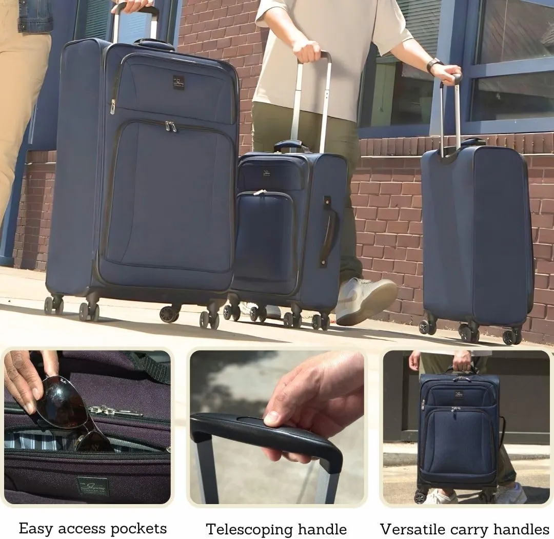 Skyway Epic Softside Carry-On Luggage - Lightweight Suitcase with Wheels for Travel | TSA Approved Carry-On Bag | Spinner Suitcase | Carry-On Luggage with Telescoping Handle, 20 inch, Plum