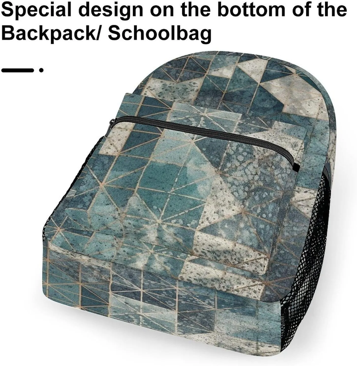Small Backpacks Personalized Blue And Gray Geometry Printing Travel Bag Lightweight Travel Backpack For Women Men
