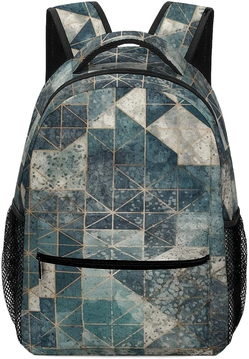 Small Backpacks Personalized Blue And Gray Geometry Printing Travel Bag Lightweight Travel Backpack For Women Men