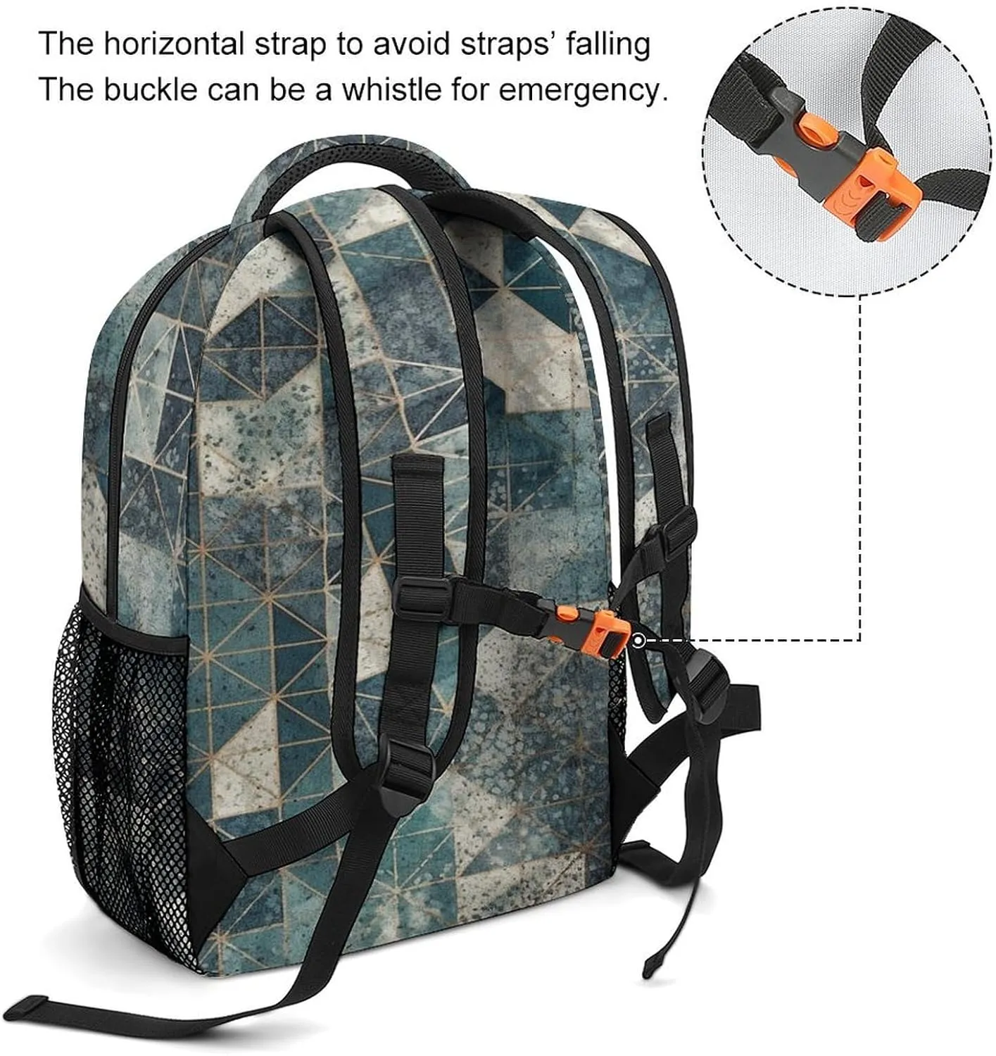 Small Backpacks Personalized Blue And Gray Geometry Printing Travel Bag Lightweight Travel Backpack For Women Men