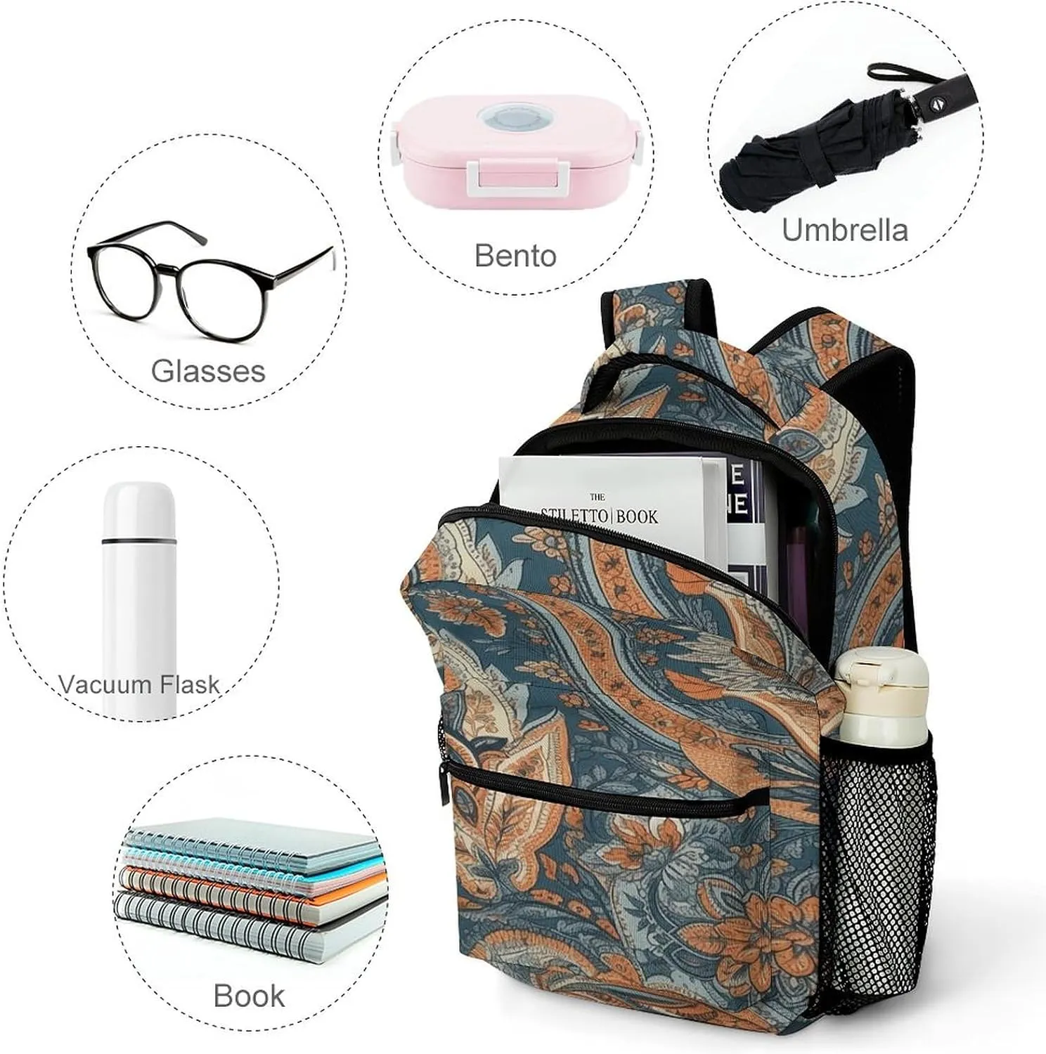 Small Backpacks Personalized Blue Lush Plants Printing Travel Bag Lightweight Travel Backpack For Women Men
