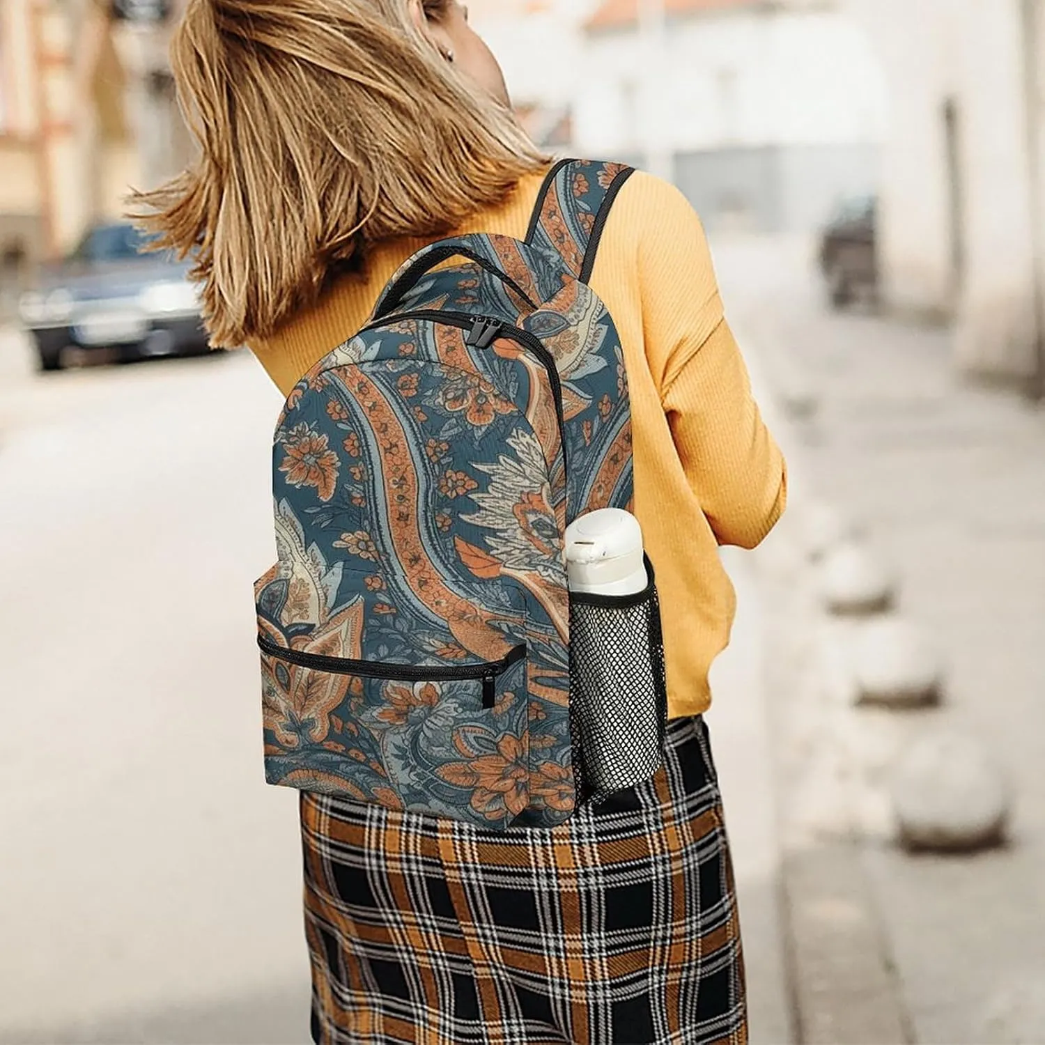Small Backpacks Personalized Blue Lush Plants Printing Travel Bag Lightweight Travel Backpack For Women Men